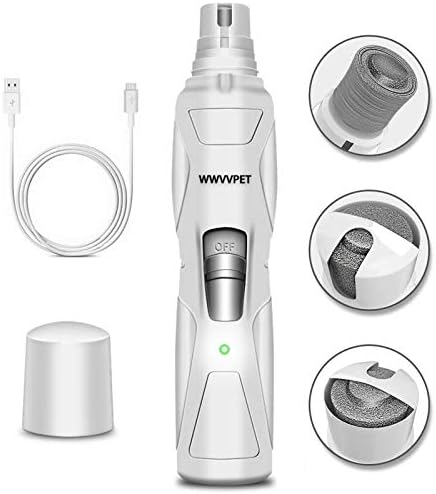 Pet Nail Grinder with LED Light & 2 Grinding Heads, 2-Speed Low Noise by WWVVPET