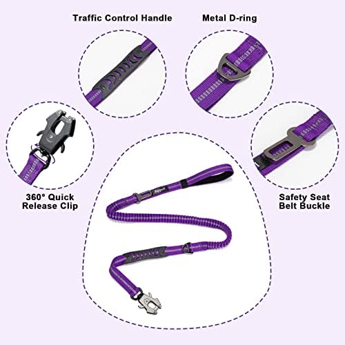 Raipult Tactical Shock Absorbing Bungee Dog Leash Heavy Duty, 4-6ft, Purple - Image 3