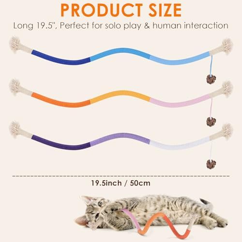 TINDTOP Cat Toys Chew Ropes, 3 Pack Interactive Cat Nip Kicker Toy - Image 6