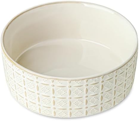 Ceramic Dog Bowls, Dog Food Bowls Water Bowl, 6.5inch Dogs Dishes for Middle and Small Size Dogs, Puppy Plates for Food, White by Seyatoo