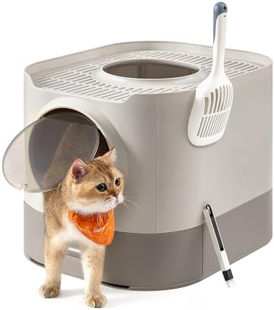 Feandrea Cat Litter Box with Lid, XL Enclosed, Slide-Out Tray, Scoop by FeandreabySONGMICSHOME