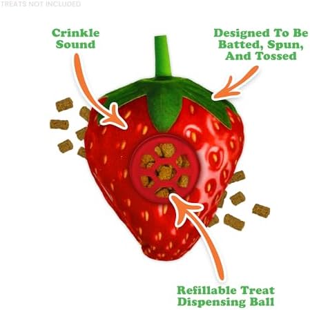 MEOWIJUANA Knock N Nibble Strawberry CAT Treat Dispensing Toy - Image 2