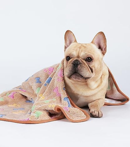 1 Pack 3 Blankets Super Soft Fluffy Cute Bone Pattern Pet Blanket Flannel Throw for Dog Puppy Cat Pink/Brown/Purple Small - Image 5