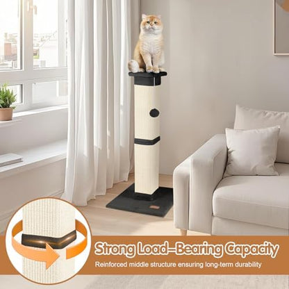 Cat Scratching Post 33 inch for Indoor Cats, High Cat Scratch Post Black, Cat Tree for Full-Body Stretching, Protect Your Furniture - Image 4