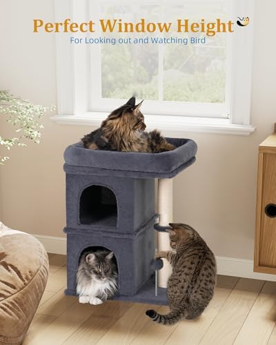 Aechonow Cat Tree for Large Cat,2 Cozy Cat Condo House for Large & Fat Cats - Image 3