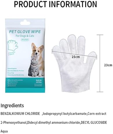 AQUASAFE Pet Glove Wipes - No-Rinse Dog Grooming Wipes & Cat Bath Gloves | Unscented Hypoallergenic Dog Wipes, [24] Ct - Image 2