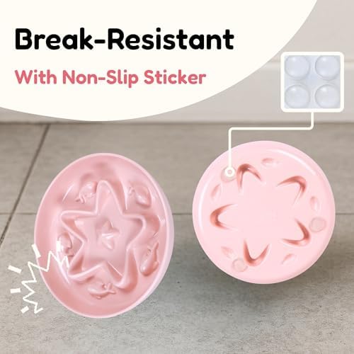 Cat Slow Feeder Bowl – Whisker Friendly Melamine Puzzle Feeding Bowl for Slow Eating – Wet & Dry Food – Dishwasher Safe, Lightweight, Non-Slip (Coral Pink, 6.3'') - Image 6
