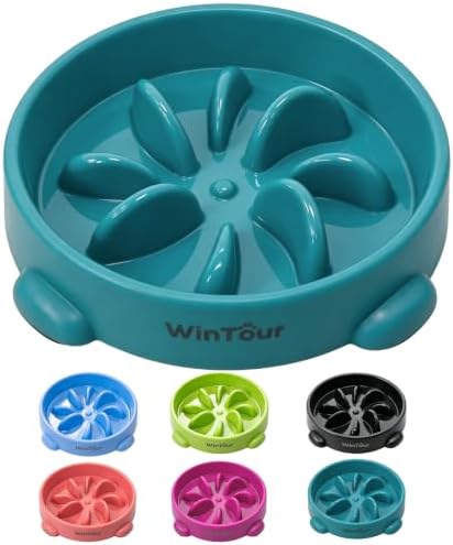 WinTour Slow Feeder Dog Bowls for Small Medium Pets, Round PP Dish, 1 Pack by WinTourDogToys