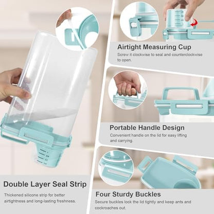 Dog Cat Food Storage Container with Cup (Light Blue, 2.5L (2 pack)) - Image 5