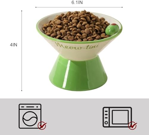 Elevated Cat Bowls Whisker Friendly. Ceramic Raised Whisker Fatigue Cat Bowl for Indoor Cats Protect The Spine and Prevent Vomiting,Meowtini Cat Bowl. KGCCIZI - Image 2