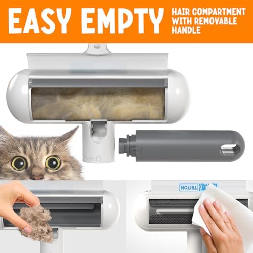 Triton Pet Hair Removal Tool w/Fur Trapping Compartment, Gray/White - Image 5