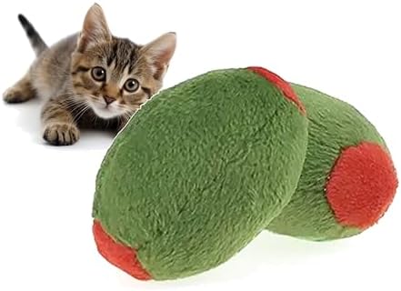 munchiecat Olive Cat Toy Set - 2-Piece Organic Catnip Toys with Soft Rattle, Perfect for Batting & Rolling - Designed for Cats, Ideal Gift for Cat Lovers by munchiecat