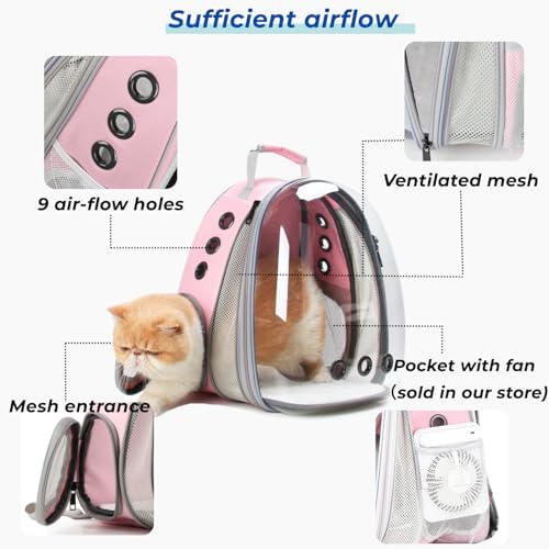 Lollimeow Cat Carrier Backpack, Expandable Bubble Pet Carrier for Cats and Small Dogs, Airline Approved Travel Backpack for Hiking, Walking & Outdoor Adventures - Supports up to 16 lbs - Image 2