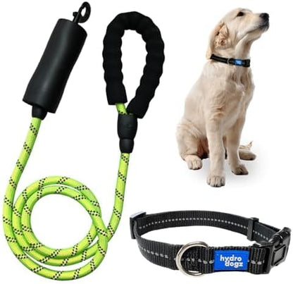 Reflective Padded Floating Leash and Collar Set Bundle Combo, Adjustable Comfortable Durable Collars for Small Medium Large Dogs (3/4" Collar w/Leash)