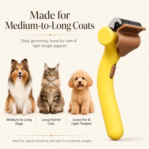Undercoat Rake for Dogs & Cats, Self-Cleaning Deshedding Grooming Tool - Image 3