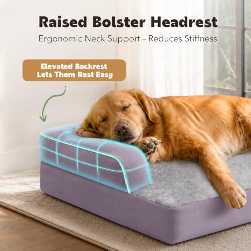 MEKIY XXL Orthopedic Waterproof Dog Bed with Bolster for Extra Large Dogs - Image 2
