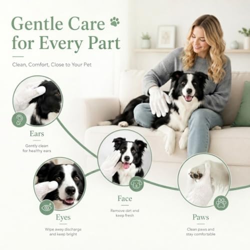 GLADFRESIT Pet Grooming Glove Wipes for Dogs & Cats, 90g, 20 Pcs - Image 6