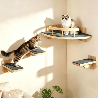 Cat Wall Shelves with 3 Perch Steps, Cat Wall Climber Furniture Up to 26lbs by VavoPaw