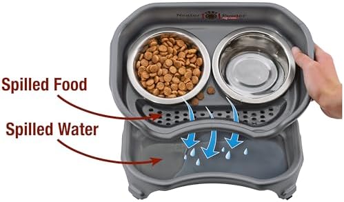 Neater Feeder Express Mess Proof Cat Bowls Elevated, No Spill Feeding Station, Stainless Steel Dishes for Food and Water, Raised Bowls for Indoor Cats, No Fatigue Whisker Friendly Dish, Grey - Image 3
