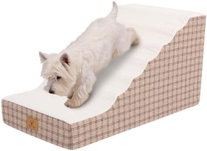 Pets Ramp for High Beds, Small Dogs & Senior Cats - Non-Slip Texture & Machine Washable Cover - Supportive Foam for Joint Comfort, Easy Climb for Couch, Sofa, Furniture (Tan) by CozyTails