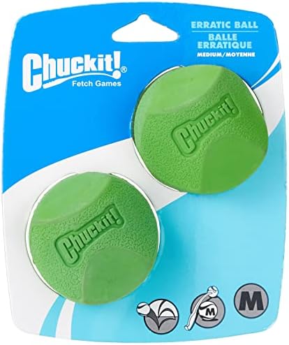Chuckit! Erratic Ball Dog Toy, Medium 2.5in, 2 Pack, Unpredictable Bounce by Chuckit