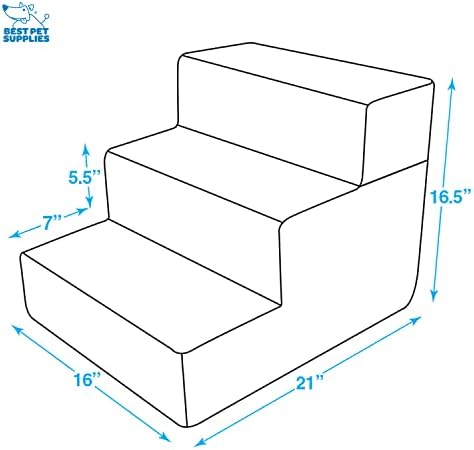 Best Pet Supplies Dog Stairs & Steps - Foam Steps for Small Dogs & Cats, Non-Slip Indoor Balanced Pet Step Support, Dog Ramp, No Assembly, Ivory, Foldable 3-Step (16.5-inch Height) - Image 5