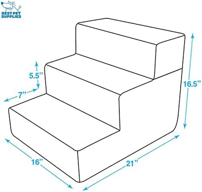 Best Pet Supplies Dog Stairs & Steps - Foam Steps for Small Dogs & Cats, Non-Slip Indoor Balanced Pet Step Support, Dog Ramp, No Assembly, Ivory, Foldable 3-Step (16.5-inch Height) - Image 5