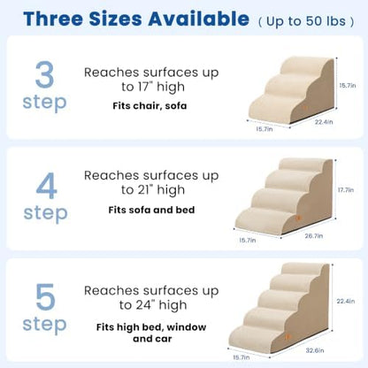 5 Step Dog Stairs for High Bed,Non-Slip Pet Ramp for Small Dogs and Cats - Image 3
