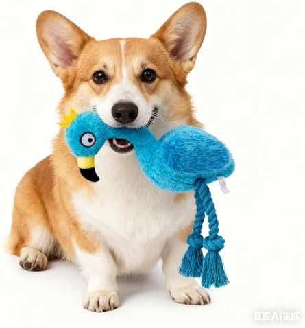 Flamingo Dog Toy, Squeaky Plush Rope Toy for Tug and Play - Image 5