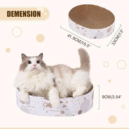 SMARTBEAN Oval Sturdy Cat Scratching Cardboard Pad Breathable Cat Scratch Pad, Cat Scratching Cardboard for Indoor Cats, Furniture Protecter - Image 3