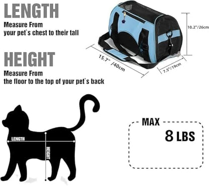 ZaneSun Cat Carrier,Soft-Sided Pet Travel Carrier for Cats,Dogs Puppy Comfort Portable Foldable Pet Bag Airline Approved (Small Blue) - Image 2