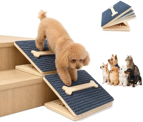 4-Height Adjustable Dog Ramp for Stairs - Foldable Wood Pet Ramp by Unknown