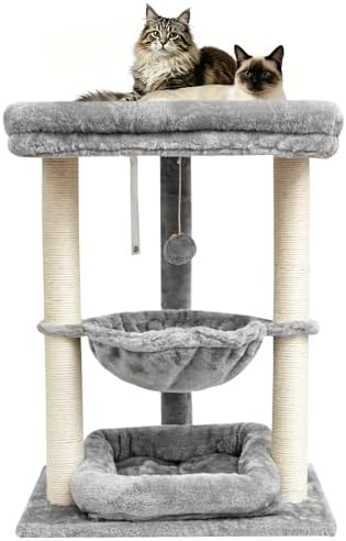 SYANDLVY Small Cat Tree for Indoor Cats with Top Perch Hammock & Bottom Bed by SYANDLVY