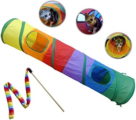 PetLike Cat Tunnel for Indoor Cats Collapsible Pop-up Pet Tube Peek Hole Hideaway Play Toys for Cats with Ball by PetsLikePetLike