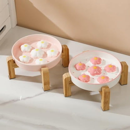 Elevated Ceramic Slow Feeder Cat Bowl with Anti-Slip Bamboo Stand - Image 6