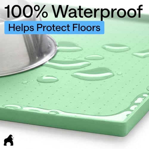 GORILLA GRIP Dog Food Mat, 100% Waterproof Silicone, 23x15 Mint - Image 4