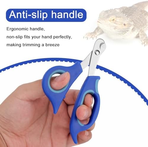 BOXOB Bearded Dragon Nail Clippers and File, Stainless Steel Small Animal Toe Nail Trimmer Scissors Professional Grooming Pet Tool for Reptiles Turtle Chameleon Iguana (Blue) - Image 3
