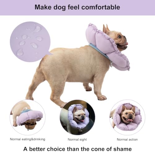 H HIDREAM Dog Cone Collar Stress-Free Recovery Cone Alternative: Adjustable Depth & Diameter for Wide-Neck Dogs (Pugs, Bulldogs, Bullies) Purple Flower XL-B - Image 3