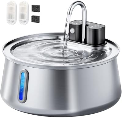 CEESC Cordless Cat Water Fountain, Stainless Steel, 4L/135oz for Cats/Dogs by CEESC