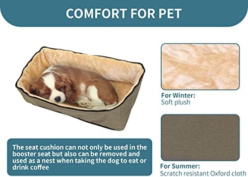 Petsfit Dog Booster Seat for 2 Small Dogs or Medium Dog up to 55 lbs, Large Dog Car Seat with 2 Big Pockets for Cars, Trucks and SUVs (Large, Brown) - Image 4