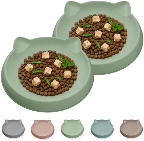 Kitten Food Bowl 2pcs Silicone Cat Bowls Plates for Wet Food by Wingcases