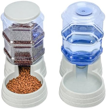 2 Pack 3.5L Automatic Gravity Pet Feeder and Water Dispenser Set, Large Capacity Automatic Dog Feeder and Dog Water Dispenser for Small Medium Dog Pets Puppy Kitten by LeptzoaPetProducts