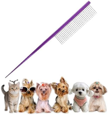 Grooming Comb with Rounded Ends - Rat Tail Design for Dematting and Hairstyling Cats & Dogs, Float Hair Removal by PetPhindU