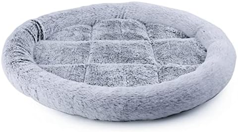 SHENGOCASE 18“ Fluffy Faux Fur Cat Tree Tower Replacement Bed Cushion Pillow with Hook Tapes, Round Donut Cuddler Cat Dog Bed for Desk Table by SHENGOCASE