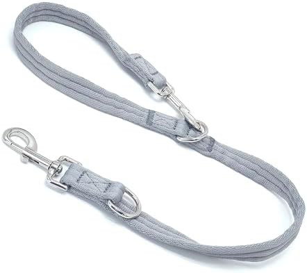 Double Ended Dog Leash,for Obedience Training Easy to Use,Lightweight,Soft for Large and Medium Dogs (Grey, 1M*2.5CM) by MoTaity