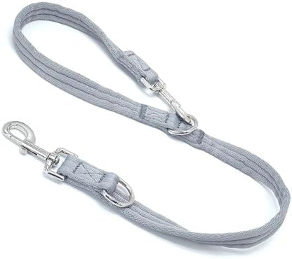 Double Ended Dog Leash,for Obedience Training Easy to Use,Lightweight,Soft for Large and Medium Dogs (Grey, 1M*2.5CM) by MoTaity