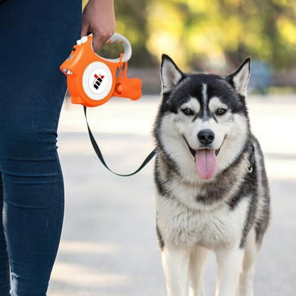 Retractable Dog Leash with LED Light Makife 5m Extendable Dog Lead for Small Medium Puppis up to 25kgs, One-Hand Brake & Lock System, Ergonomic Handle (Orange) - Image 5