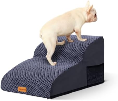 2-Step Dog Stairs for Small Dogs, Non-Slip Foam Pet Steps for Low Couch Bed by Topmart