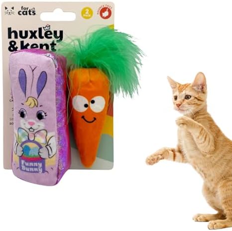 Huxley & Kent Plush Cat Toy - Interactive Catnip Toy for Cats & Kittens - Soft with Crinkle & Catnip - Fun Indoor Play - Hoppy Easter 2pk by HuxleyKent