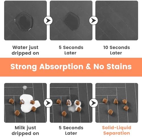 Pet Feeding Mat-Absorbent Pet Placemat for Food and Water Bowl, with Waterproof Rubber Backing, Quick Dry Water Dispenser Mat for Dog and Cat (24"x16", Black) - Image 3